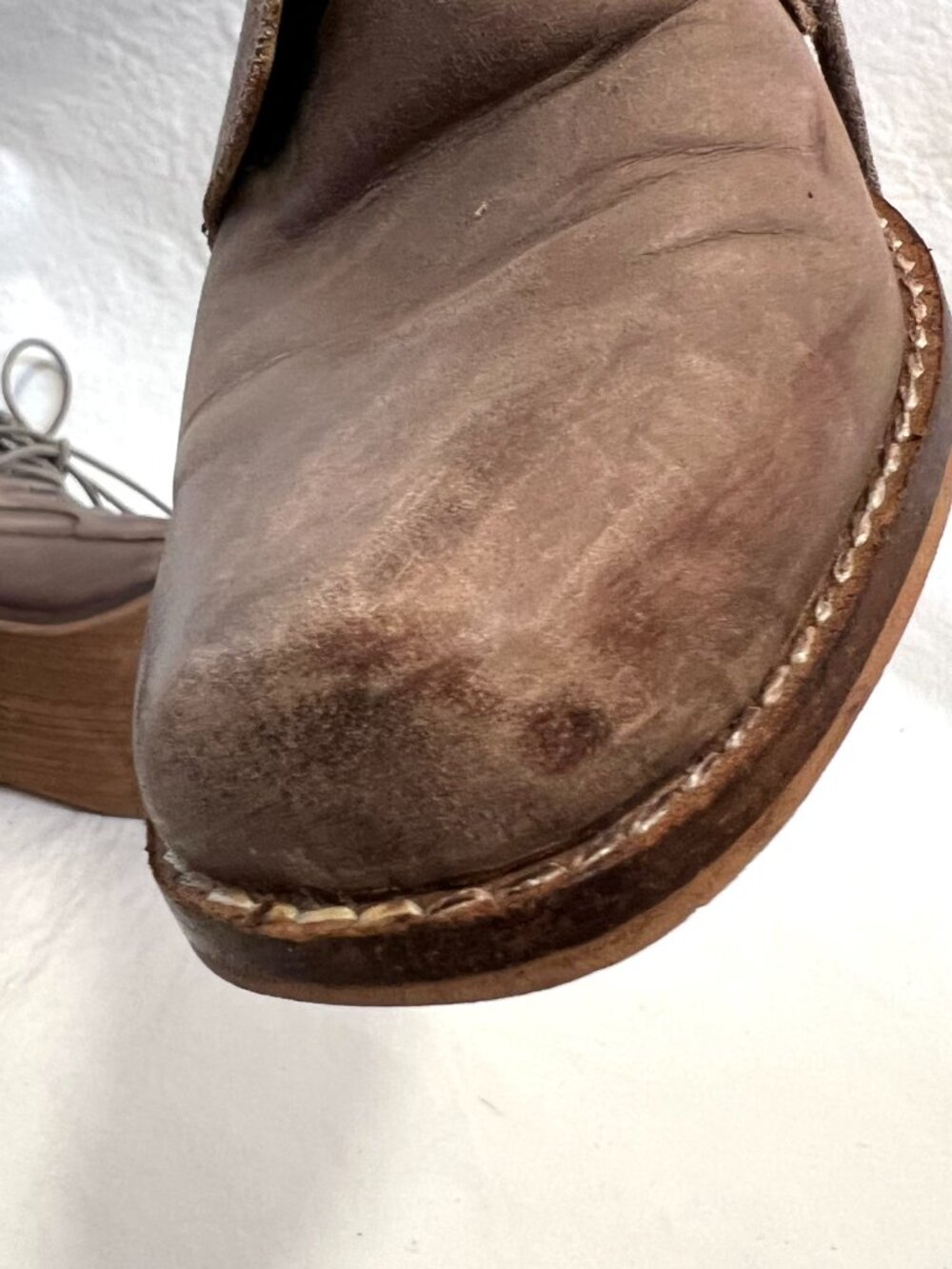 MTNG western boots taupe leather square toe lace up block heel 37 6.5 womens - Picture 9 of 12